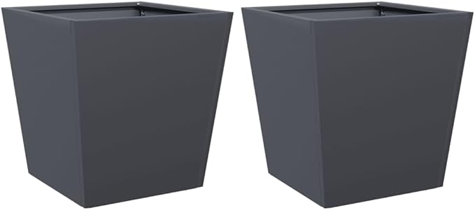 Garden Planter Set of 2 Anthracite Cold-Rolled Steel Square Outdoor Planters 16.9 Gallon Capacity Modern Industrial Style for Patio Balcony and Garden Decor
