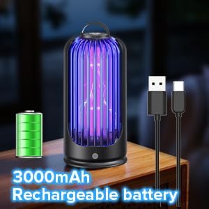 Bug Zapper for Indoor Outdoor Mosquito Trap Cordless Rechargeable Mosquito Trap with 4000mAh Battery Electric Pest Control Insect Fly Zapper Ideal for Home Patio Camping and Backyard
