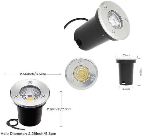 4-Pack 12V COB Recessed LED Spotlights Waterproof Round Garden Floor Lights Low Voltage Landscape Lighting for Patios Lawns Driveways &amp Decks (Warm White)