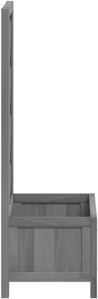 Wood Planter with Trellis Outdoor Raised Garden Bed with Trellis Wooden Planter Box for Climbing Plants 15.7x11.8x35.4 Gray Solid Wood Fir
