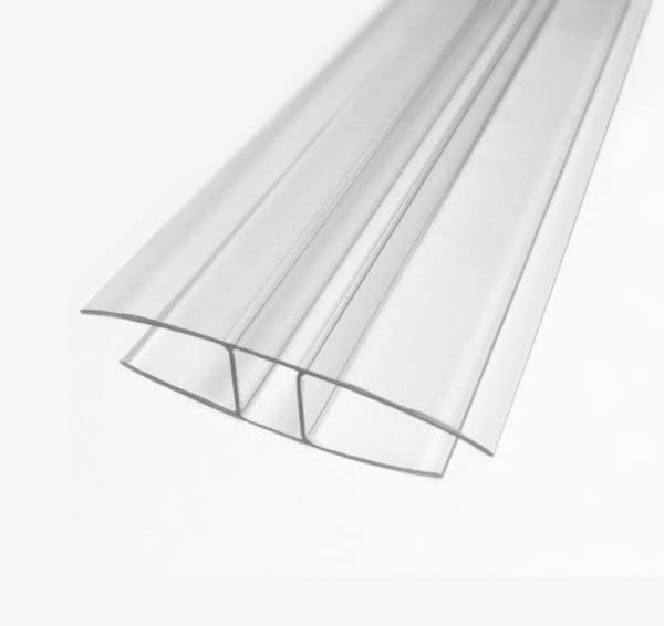 Two Pieces 6 Foot Long 8mm Polycarbonate h Channel 8mm Polycarbonate h Connector Greenhouse Panel h Connectors h-Clip Connector h Channel for Polycarbonate Panels Clear Color