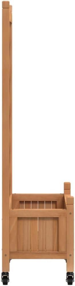 Wood Planter Box with Trellis and Wheel Outdoor Raised Garden Bed for Climbing Plants Free-Standing Trellis Planter Box 21.7x11.6x46.3 Brown Solid Wood Fir
