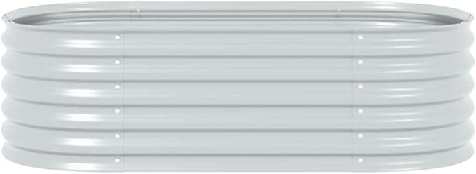 Raised Garden Bed 63 x 31.5 x 17.3 Galvanized Steel Silver Outdoor Elevated Planter Box for Vegetables Flowers Herbs and More