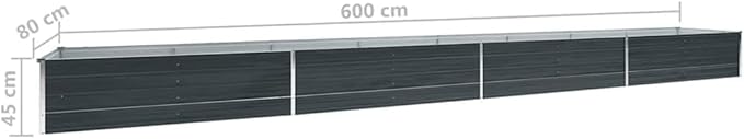 YAFF Large Galvanized Steel Raised Garden Bed 236.2x31.5x17.7 Extra Long Anthracite Planter Box for Vegetables Herbs &amp Flowers Durable Outdoor Metal Raised Bed for Backyard Patio Gardening