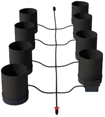 AutoPot 8 Pot GeoPot System with 3 Gallon Fabric Pots - Self-Watering Gravity Fed Hydroponic System (8Pot with No Tank) Indoor Black