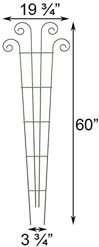 Panacea 89637 Green Wave Garden Trellises 60 H Pack of 4 – Decorative Metal Fan-Shaped Trellises for Climbing Plants Outdoor Garden Support with Curved Top Stylish Green Plant Trellis