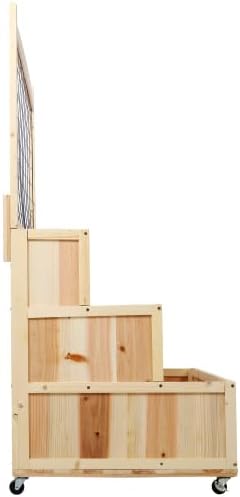 3-Tiers Raised Garden Bed with Trellis 53 H Vertical Planter Box with Wheels &amp Back Storage Area for Flowers Vegetables Herbs Natural