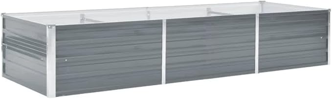 Garden PlanterOutdoor Plant BoxPatio Balcony Deck for Growing Flowers Vegetables Tomatoes and HerbsGarden Raised Bed Galvanized Steel 94.5x31.5x17.7 Gray