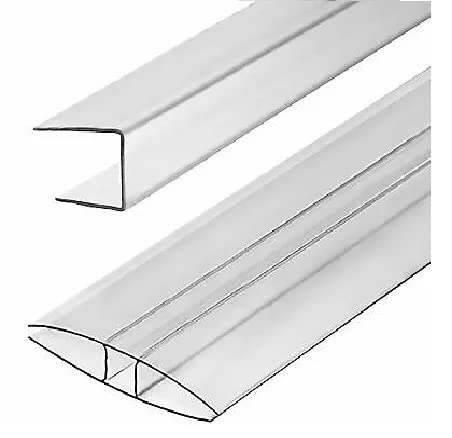 8mm Polycarbonate U Channel U Connector U Profile U End Cap Polycarbonate Panel End Cap Used for 8mm Twin Wall Greenhouse Polycarbonate Panels 2 Pieces Per Package Clear Color (6 Feet Long)