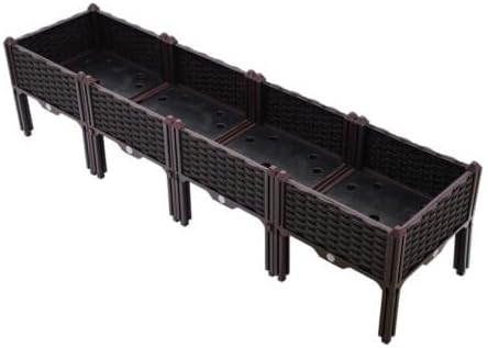 Bepritm Set of 4 Raised Garden Bed with Legs Self-Watering Planter Raised Bed Kits with Legs Patio Plant Boxes for Indoor Outdoor Plant Fence Balcony Yard Gardening Supplies