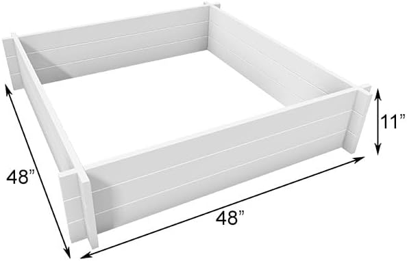 New England Hudson Raised Garden Beds Set of 2 4'L x 4'W x 11 H White Vinyl Planters for Flowers Vegetables Sandbox Durable Weather-Resistant Raised Garden Boxes Easy Assembly