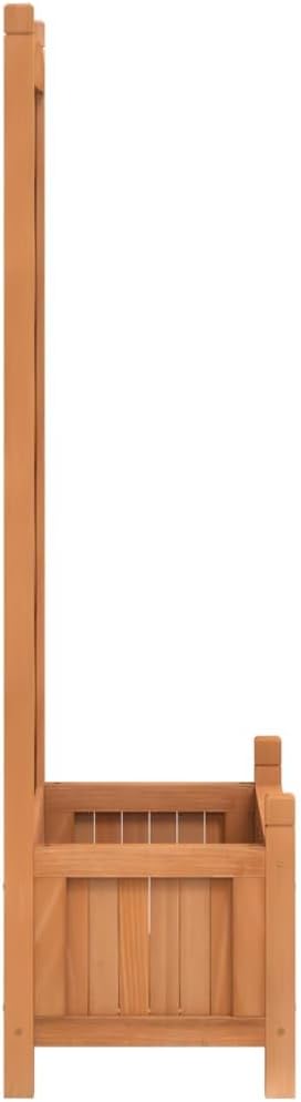 Solid Wood Planter with Trellis Wooden Raised Garden Bed with Trellis Wood Planter Box for Climbing Plants to Grow Vegetables Herbs and Flowers Brown 21.7x11.8x43.3