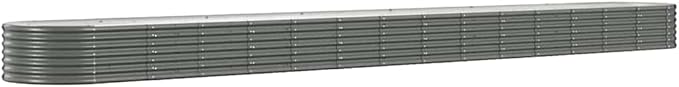 Grey Powder-Coated Steel Garden Raised Bed Large 244.1x244.1x14.2 Inch Outdoor Planter Box for Vegetables Herbs Flowers Durable Galvanized Raised Garden Bed
