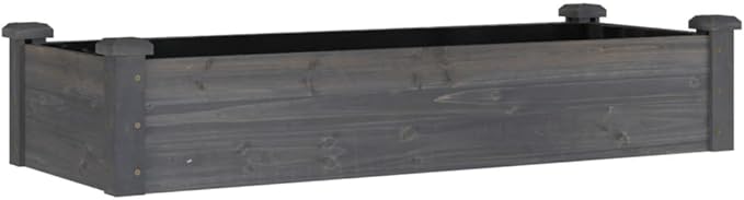 Garden Raised Bed Planter Rectangular Rustic Wooden Planters for Outdoor Plants 47.2 Fir Wood Grey Finish Elevated Garden Bed for Vegetables &amp Flowers