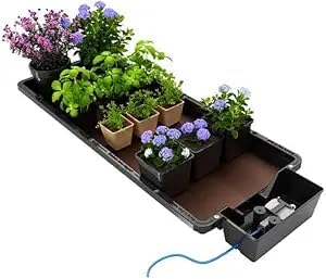 Happy Hydro Tray2Grow System - Standard Tray2Grow with 25 Gal FlexiTank - Self-Watering Gravity-Fed Hydroponic Indoor System Black