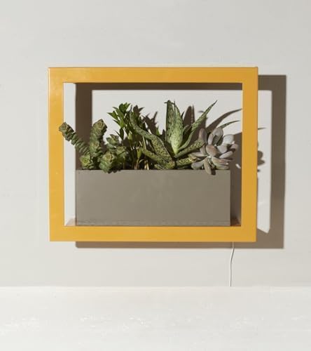 Modern Sprout Smart Growframe Wall Mounted LED Grow Light with Shelf -Mustard