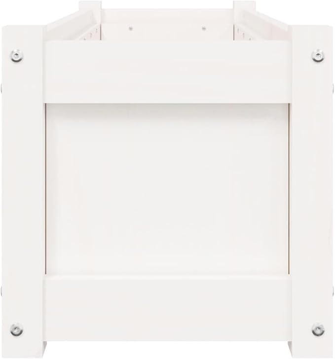 Garden Planter Box - White Solid Pine Wood Flower Plant Bed Ideal Outdoor Gardening for Vegetables Set of 2 Large Trough