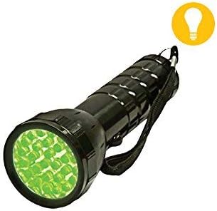 DL Wholesale Grow1 Large Green LED Flashlight with 28 LEDs for Nighttime Plant Viewing Plant-Safe Light with Strap