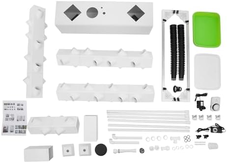 56-Plant Hydroponic Growing System - Indoor/Outdoor Garden Planter Kit with Pump &amp Wheels Smart Hydroponics Tower for Easy Vegetable &amp Herb Growth White Base