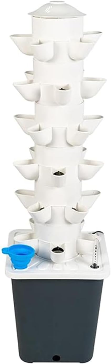 Hydroponics Tower Garden Growing System 30 Pods Indoor Gardening Vertical Garden Planter Indoor Smart Garden Kit with Pump for Gardening Lover Herbs Fruits and Vegetables White