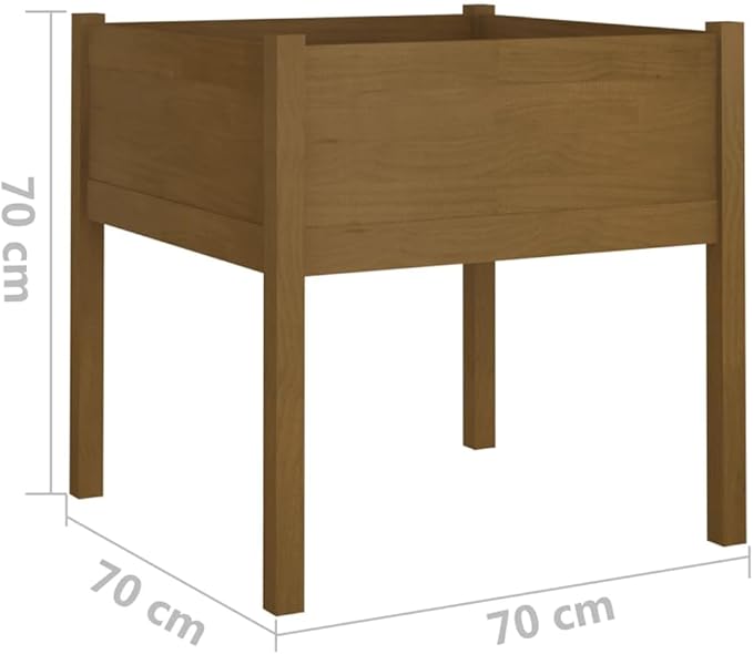 2pcs Wooden Garden Planter Box Stand with Legs Outdoor Raised Garden Bed Garden Yard Wood Box for Vegetables Flowers Herbs Honey Brown 27.6x27.6x27.6 Solid Wood Pine