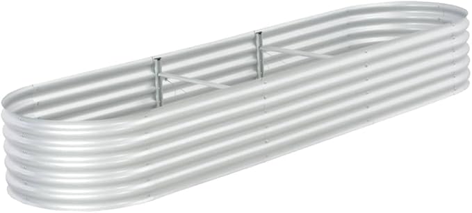Garden Raised BedOutdoor Galvanized Planter Overhead Garden Box for VegetablesPlantsFlowersHerbsFruits Large Metal Raised Garden Beds 126x31.5x17.3 Galvanised Steel Silver