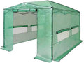 Garden Winds Reinforced Replacement Cover Compatible with The Outfine GH22024 8' x 12' Portable Walk in Instant Pop Up Greenhouse Zipper Entry Doors Mesh Side Windows - PE Fabric - Green