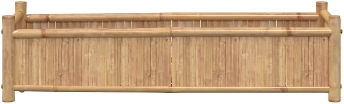 Large Natural Bamboo Planter Rectangular Outdoor Garden Bed for Flowers &amp Plants 39.4 Long Patio Container