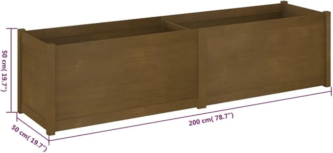 Wooden Garden Planter Box Raised Garden Bed Indoor Outdoor Planter Outdoor Wood Raised Garden Bed for Vegetables Flowers Herbs Honey Brown 78.7x19.7x19.7 Solid Wood Pine-275