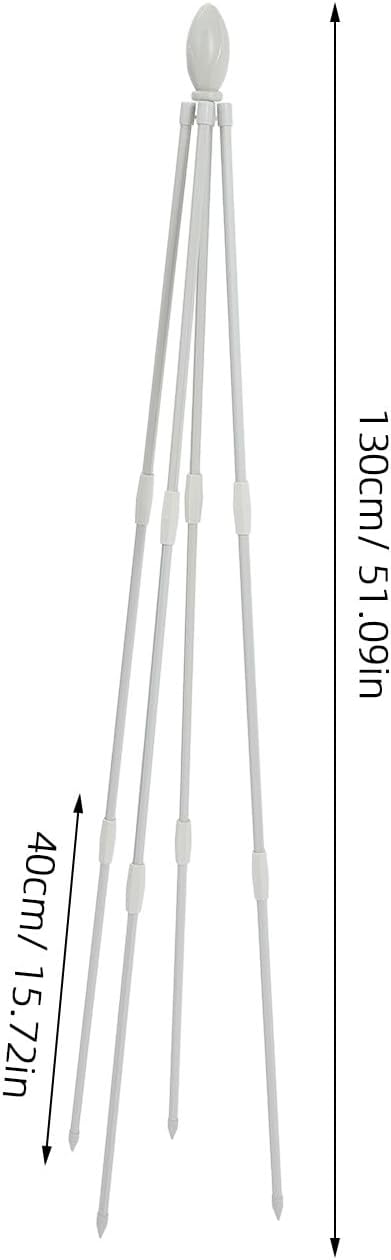 HEMOTON Plant Climbing Trellis Garden Support Rack 120cm White Iron Wire Frame for Outdoor Climbing Plants Vegetable and Flower Vine Stand