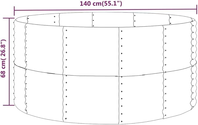 SKM Garden Raised Bed Gray 55.1x55.1x26.8 Powder-Coated Steel (9.48 KG/20.856 LBS)