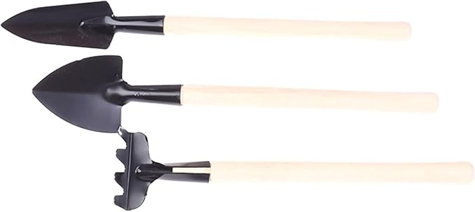 Garden ToolsGarden Trowel 2/3PCs/Set Shovel Rake Tools Combination Home Gardening Tool Set Balcony Home-Grown Mini Digging Suits(Natural)