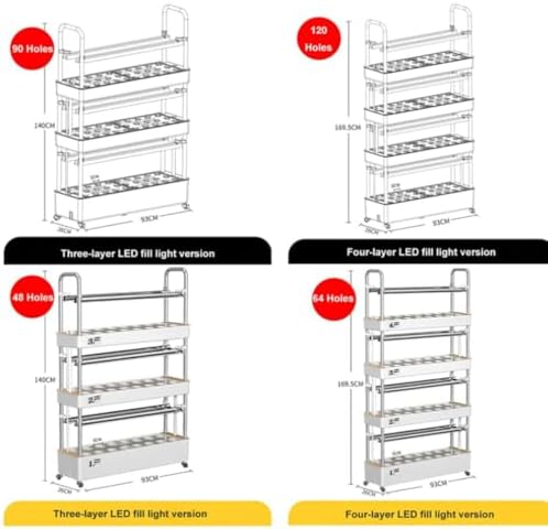 Hydroponic Tower Growing Kit with LED Grow Light Indoor Self-Watering Aeroponics System with Hydrating Pump 64 Holes for Efficient Plant Growth