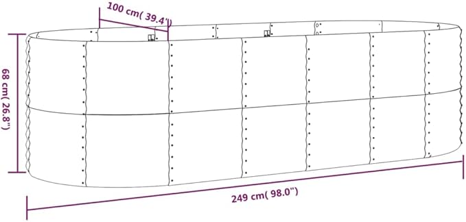 Garden Raised Bed Powder-Coated Steel 98x39.4x26.8 Gray Plant Pota Pots for Plants Large Planter Pot Outdoor Planters for Porch for Outdoor Plants Gardening Porch