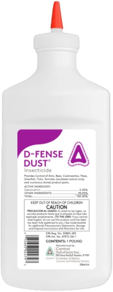 Defense Dust Insecticide – Long-Lasting Moisture-Resistant Pest Control for Indoor &amp Outdoor Use (1 lb) | Includes Puffer | Premium USA Supply Gloves for Safe Eradication