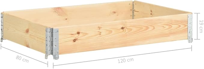 Pallet Collar 31.5x47.2 Solid Pine Wood Stackable Foldable Design Hinged Galvanized Metal Corners 0.79 Thick Board for Storage Transport Raised Garden Bed