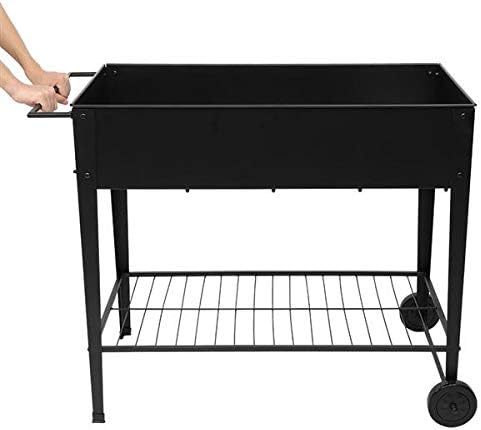 Mobile Metal Raised Garden Bed Cart on WheelsElevated Tall Planter Box for Outdoor Indoors House Patio Backyard Vegetables Flower Herb Patio Grow (Black)