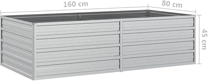 SKM Garden Raised Bed 160x80x45 cm Galvanized Steel Silver (Weight-7KG)