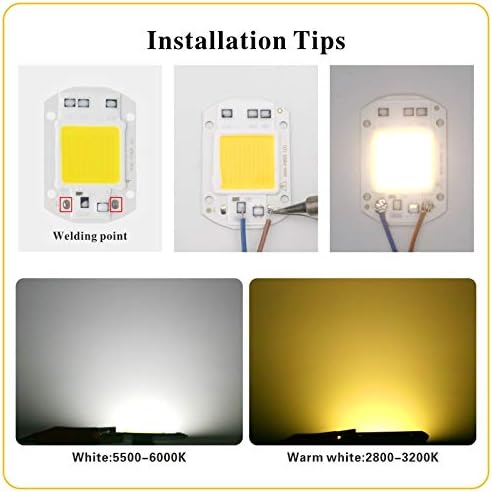 Landscape Lights LED COB Lamp Chip 10W 20W 30W 40W 50W AC 220V Smart IC LED Beads DIY for LED Floodlight Spotlight Cold White Warm White LED Street Lamp (Color : Cold White Size : 30W)