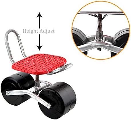 Garden Cart Rolling Work Seat Garden Cart Stool with Umbrella Bracket But Not Include Umbrella (Color : Red) (Red)