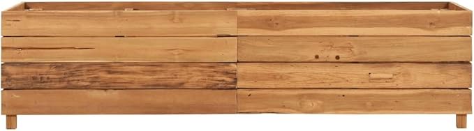 Raised Bed Garden beds Outdoor Planter Boxes Outdoor Garden Planter Suitable for Flowers Restaurants Backyard Patios 59.1x15.7x15 Recycled Teak Wood and Steel