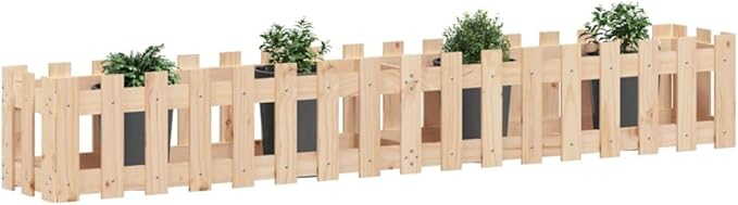 Garden Raised Bed Solid Pine Wood Outdoor Planter Box 78.7x11.8x11.8 Inch Rectangular High Raised Bed for Vegetables Flowers Herbs Rustic Finish