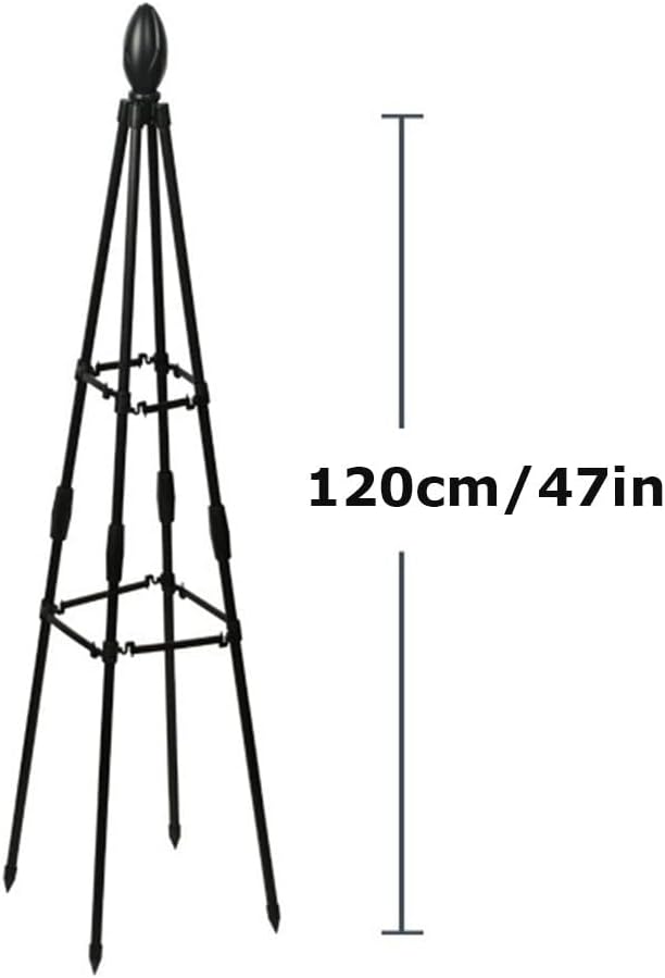 Garden Obelisk Trellis 80cm/31.5in 120cm/47in 160cm/63in Black Tower Supports Tomato Cage Plant Stakes Garden Trellis for Indoor &amp Outdoor Climbing Plant Vegetables Vines ( Size : 120cm/47in )