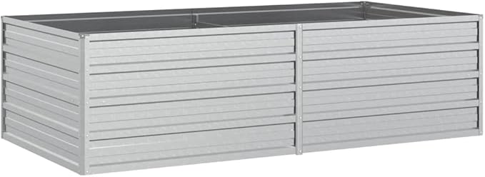 Garden Raised Bed 63x31.5x17.7 Galvanized Steel Silver Silver 13.68 lbs