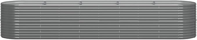 Large Oval Garden Raised Bed Grey Powder-Coated Steel Planter for Outdoor Plants 144.9x31.5x26.8 in Durable Raised Beds for Gardening