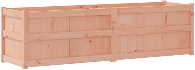 Large Garden Planter Natural Solid Douglas Wood 70.9x19.7x19.7 Inch Rectangular Raised Garden Bed for Outdoor Plants Oiled Finish