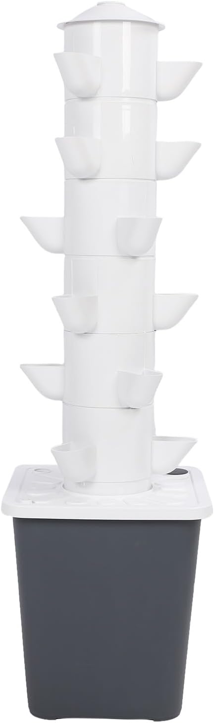 Vertical Hydroponic Growing System Space Saving 18 Hole Hydroponic Tower with 10L Watertank for Home (US Plug)