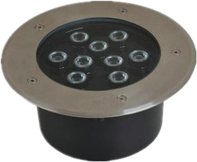 2pcs/lot AC220V/12V 9w/12w LED Round Inground Lamp 304 Stainless Steel Cover Red/Yellow/Blue/Green/Purple Light IP67 Waterproof LED Embedded Spotlight (Size : 9w-AC220V-color Light)
