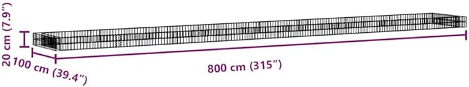 Gabion Raised Bed 315 x 315 x 7.9 in Galvanized Steel Planter Box Industrial Privacy Fence Screen for Garden Patio Balcony Outdoor Privacy Decor