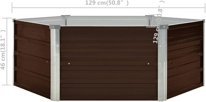 Raised Garden Bed Galvanized Planter Box OutdoorOutdoor Galvanized Planter BoxesMetal Garden Box for Gardening Vegetables Flowers Brown 50.8x50.8x18.1 Galvanized Steel